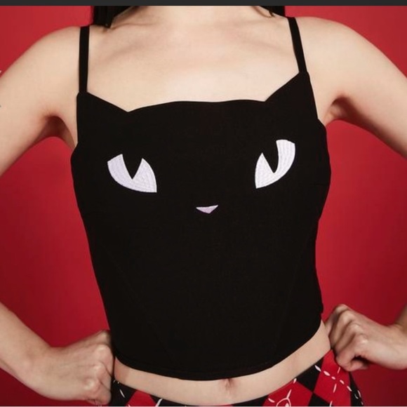 SOLD RARE Dolls Kill x Emily the Strange Plus Size She’s a Mystery Corset Top - Picture 2 of 12